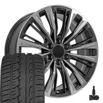 OE Wheels CA93 22 Inch Rims and Tires Fit Escalade-V Series Style 6x139.7 22x9 Gloss Gunmetal with Polished Face - Hollander 4869 - iMove Gen 2 SUV 285/45-22 (Set of 4)