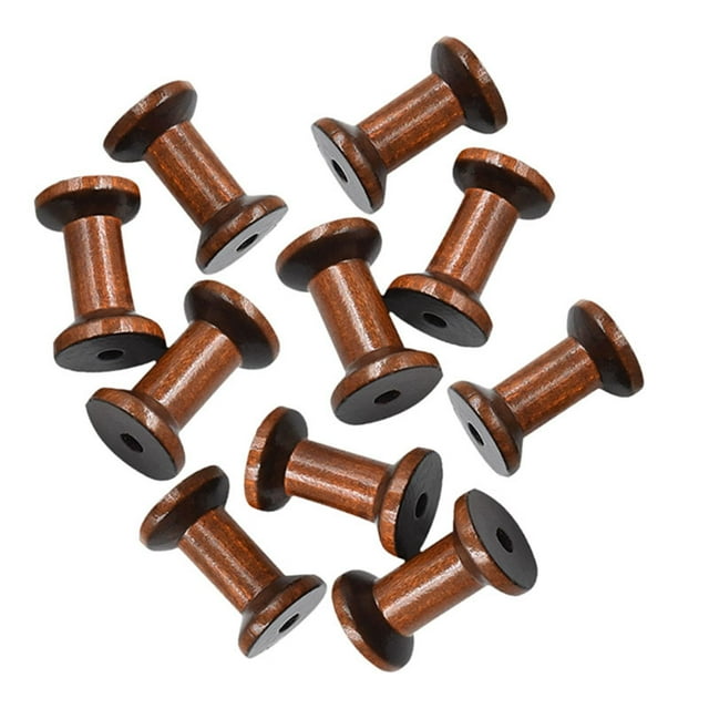 QualitChoice Wooden Craft Spools Thread Storage Empty Spools DIY Creativity And Fun Wooden Thread For Crafts Small 2 Inch Coffee 5.2 cmx3.5 cm