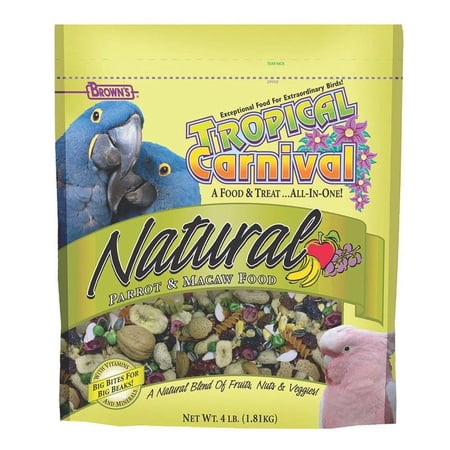 Brown's Tropical Carnival Big Bites Parrot & Macaw Bird Food, 4 Lb