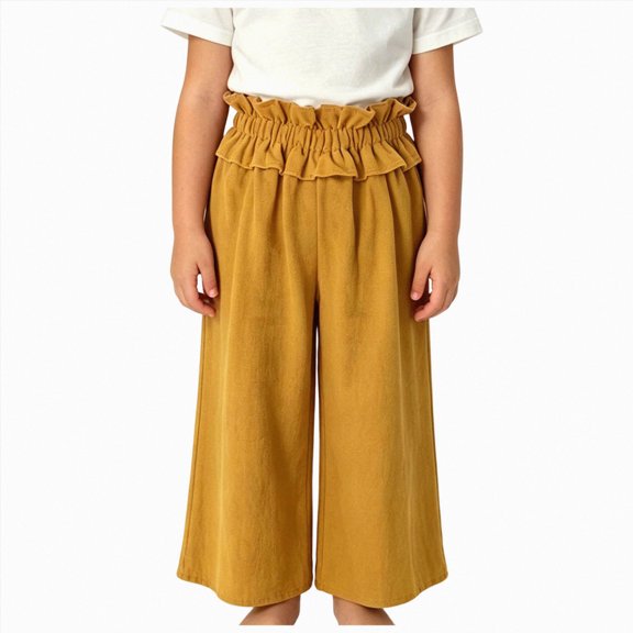 Gubotare Loose Pants for Girls Girls' Teenage Casual Street Style Versatile Trendy Casual Comfortable Straight-Leg Pants 5T 6T (Yellow,5-6 Years)