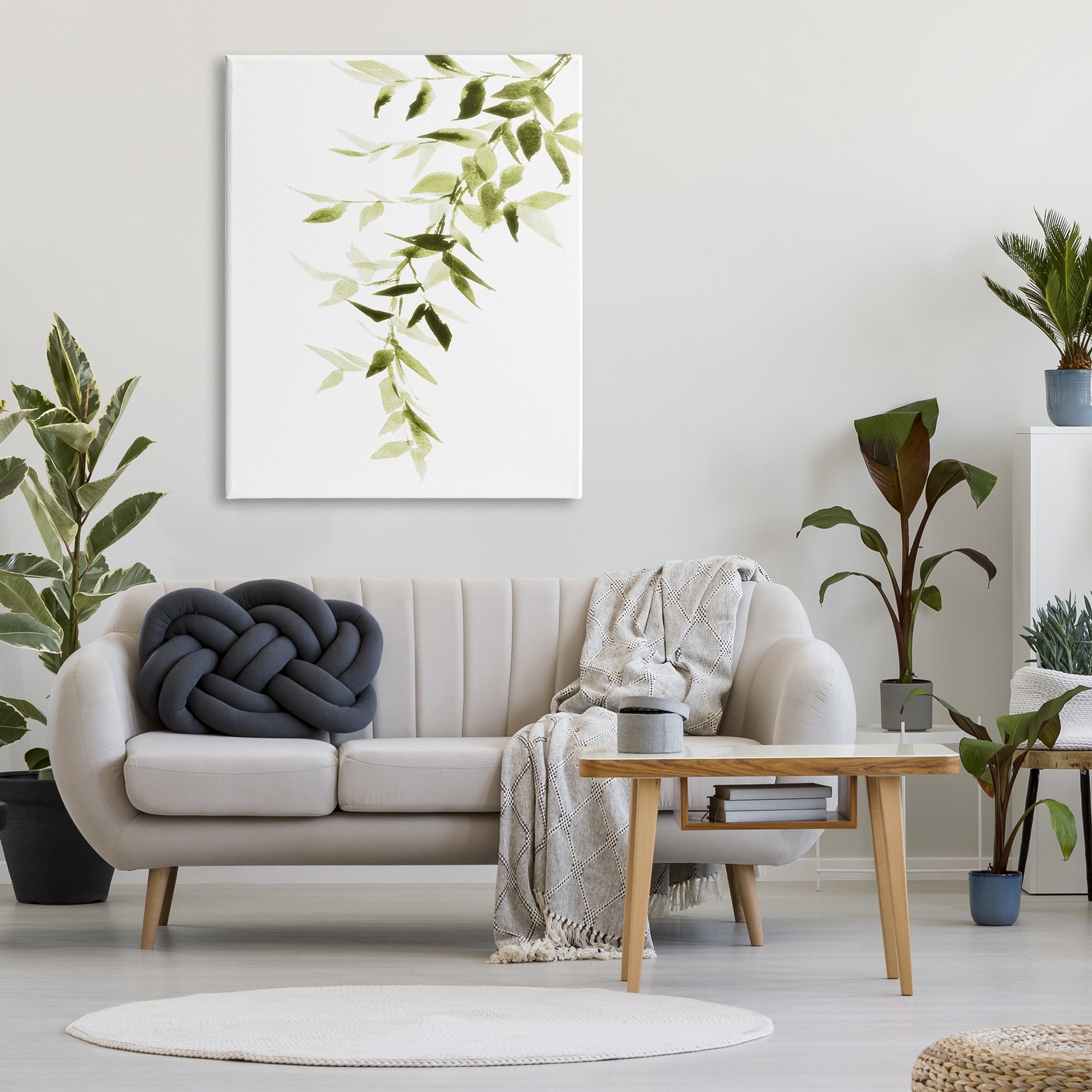 Stupell Industries Falling Green Vines Soft Watercolor Cascading Plant Leaves, 36 x 48, Design by Lanie Loreth