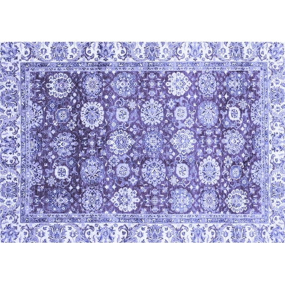 Ahgly Company Machine Washable Indoor Rectangle Oriental Blue Traditional Area Rugs, 5' x 8'