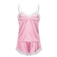 thumbnail image 3 of BONIXOOM Christmas Pajamas Christmas Pajamas Women Sleepwear Drawstring Sleeveless Striped Sleepwear Sets Pink XXL, 3 of 6