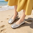 thumbnail image 6 of CHICVOMEY Ballet Flats for Women, Slip on Square Toe Bow Dressy Casual Walking Work Shoes, Comfortable Lightweight Summer Flats, 6 of 7