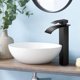 thumbnail image 3 of Grifo de baño con caño de cascada alto negro, grifos de lavabo de tocador de baño de una sola manija, grifo de recipiente para fregadero de 1 orificio, grifo de lavabo con mangueras de sumin, 3 of 4