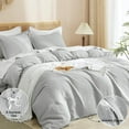 thumbnail image 4 of PHF Waffle Duvet Cover Set Queen Size, 3 Pieces Soft Breathable Bedding Comforter Cover for All Seasons, Waffle Textured Duvet Cover with 2 Pillow Shams Bedding Collection, 90"x90", Light Grey, 4 of 6