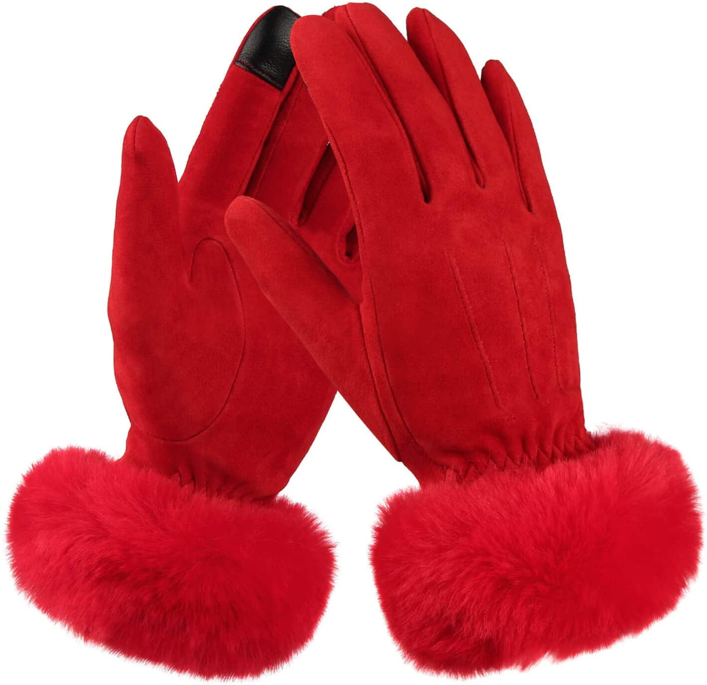 Womens 100% Leather Winter Gloves With Fur Trim Fleece Lined Ladies Warm Christmas Gift Different Colours 