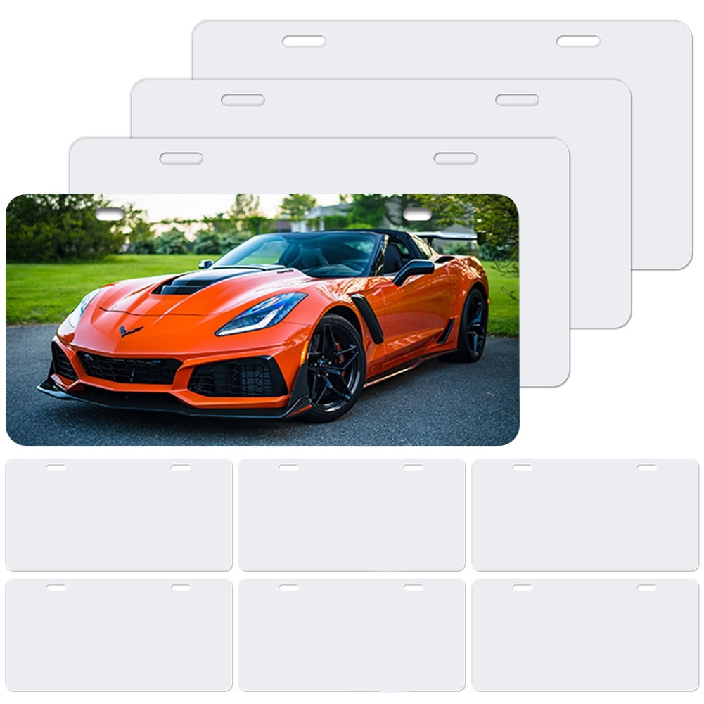 iSpchen 10pcs 2Holes Sublimation Blanks Car Front License Plate Cover