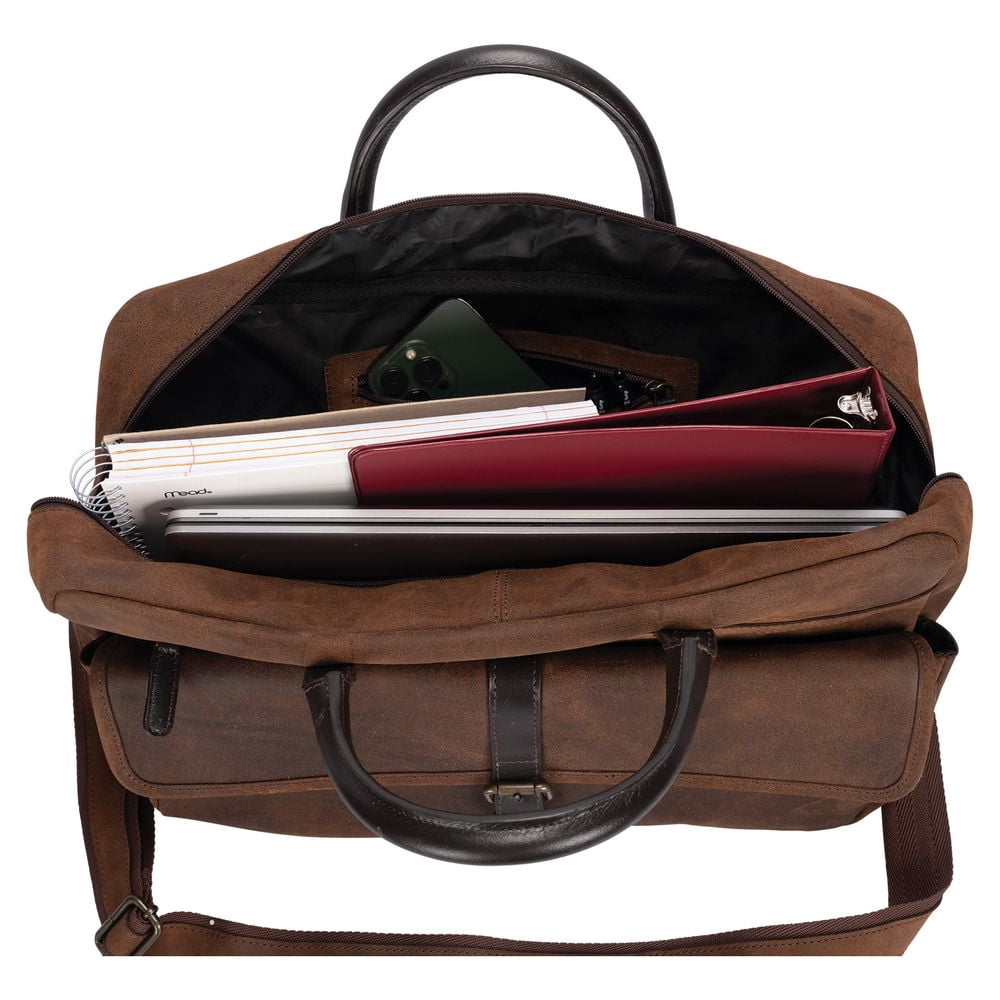 Schneiders Lexington Leather Briefcase Bag | Premium Horse Leather Work Bag | Color Brown