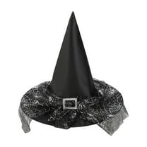 WEGFTDUOP Halloween Party Witch Hat Lace Face Cover Wizard Witch Hat Polyester Taffeta Hat Costume