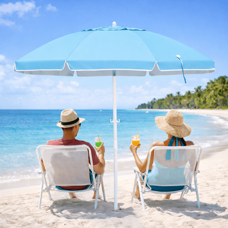 ammsun 6.5 ft outdoor patio beach umbrella sun shelter 6.5ft Boho Fringe Umbrella, Navy Stripe Equipped with 3 section aluminum pole with a integrated spiral anchor AMMSUN 6.5ft Outdoor Umbrella,black |