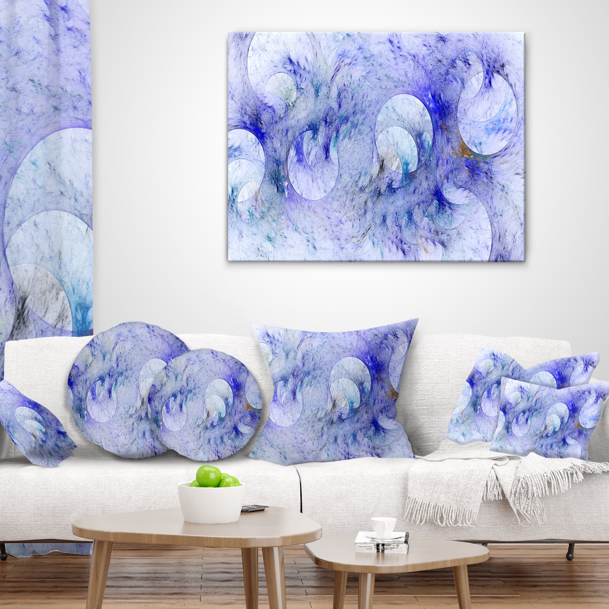 Designart Light Blue Fractal Glass Texture - Abstract Throw Pillow - 12x20
