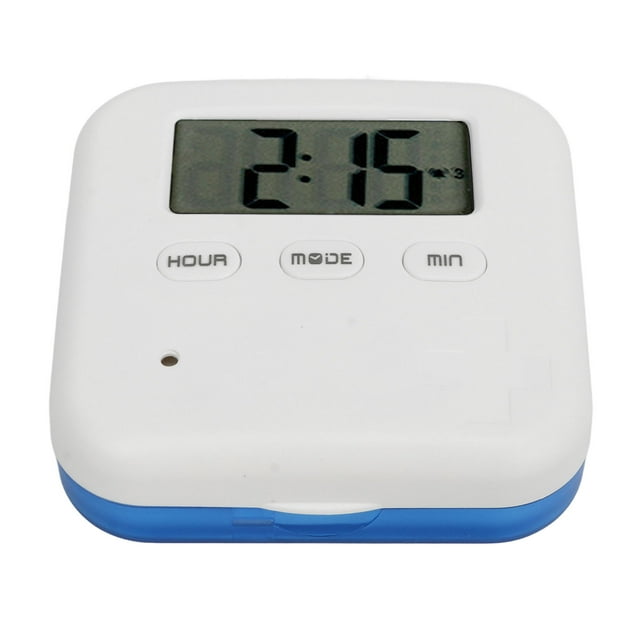 Boîte à Médicaments, Portable avec Minuterie, Organisateur Intelligent avec Cloche, Rappel de Vibration, 4 Grands Compartiments