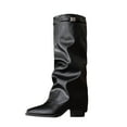 thumbnail image 2 of Knee High Fashion Boots for Women, Pointed Toe Mid Calf Design with Buckle, Comfortable Fall and Winter Dress Boots, 2 of 10