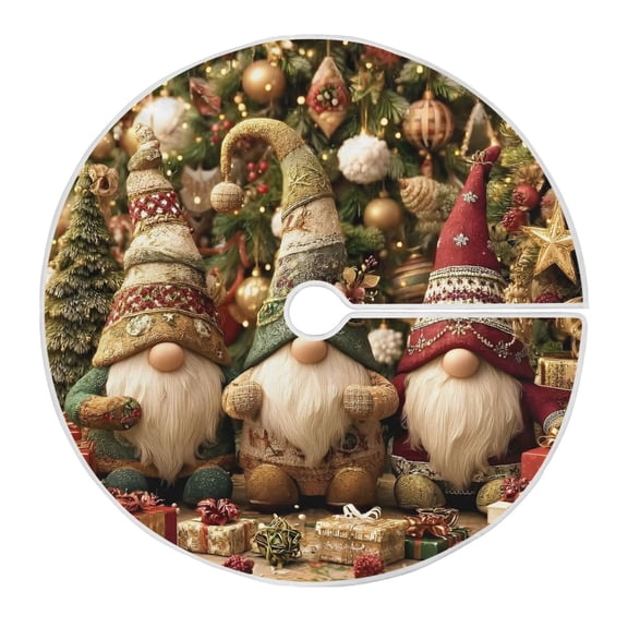 Ryvnso Christmas Tree Skirt Vintage Christmas Gnomes Xmas Tree Skirts Ornament Home Decorations 35.4"