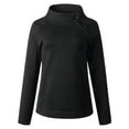 thumbnail image 4 of Baqcunre Womens Hoodies Women's Autumn And Winter Fashion Round Neck Solid Button Long Sleeve Top Women Sweatshirt Fall Outfits Women Trendy Black XL, 4 of 4