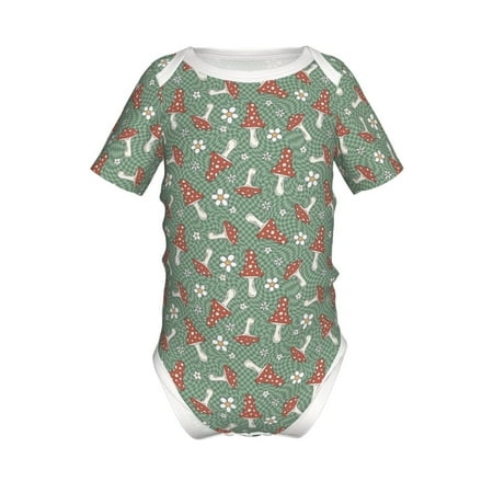 

Lukts Retro Hippie Groovy Mushroom Print Baby Short Sleeve Romper Onesie for Newborn Baby Boys and Girls-6 Months