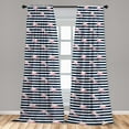 thumbnail image 2 of Flamingo Window Curtains, Repetitive Exotic Bird Illustration on Bicolor Striped Backdrop, Lightweight Decor 2-Panel Set with Rod Pocket, Pair of - 28"x63", Indigo Pale Pink and White, by Ambesonne, 2 of 3