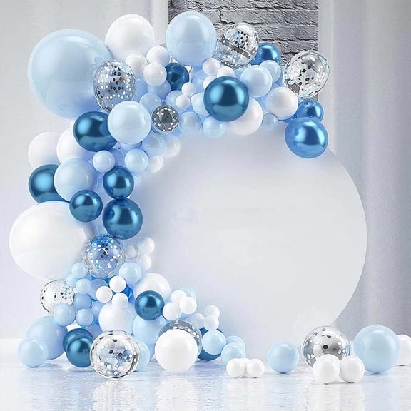 116PCS blue Balloon Garland Arch set Confetti Balloons and Gold Metallic Chrome Latex Balloons for Wedding Birthday Baby Shower Decorations
