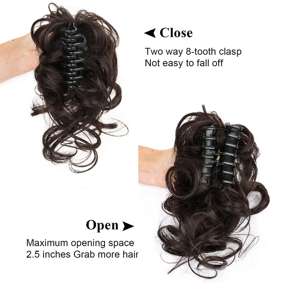 10inch Synthetic Fluffy Short Ponytail Claw Clip Wig Ponytail Extensions Curly Ponytail Ladies Black Brown Hair Clip for Women