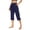 Navy, variant on WQQZJJ Ladies Solid Color Capri Pants, Elastic Waist Pocket Wide Leg Pants Casual Stretch Fashion Pants Summer Women's Clothing