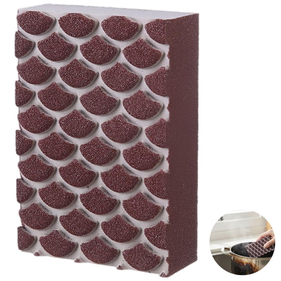 6 Pcs Emery Cleaning Sponge, Double Sided Carborundum Pot Scrubber Sponge for Rust Removal, Heavy Duty Stain Remover Scrub Pads for Pots Pans Sinks, Fish Scale Kitchen Grinding Descaling Tool