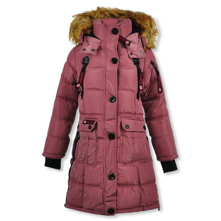 

Canada Weather Gear Girls Faux-Fur Long Parka - pink/multi 2t (Toddler)