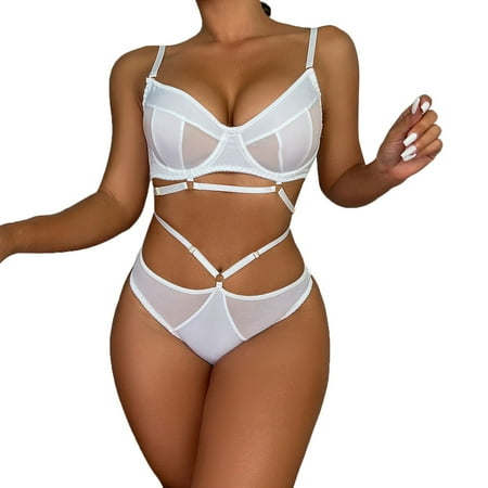 

Fsqjgq Catsuit Lingerie for Women Womens Underwear Set Lace Underwear and Underwear Set Mesh Splice Elastic Underwear Underwear Set Lace Underwear Belly for Women Polyester Spandex White S