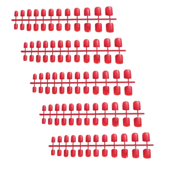 120 piezas / 5 hojas parches de puntas de uñas para mujer, varios tamaños, color sólido, uñas postizas, uñas largas de cubierta completa para salón, hogar, manicura, arte (color rojo)