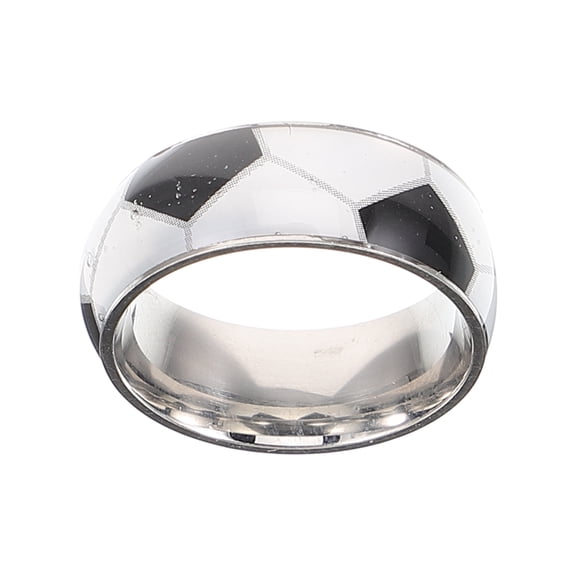 BESTYASH Stylish Male Finger Ring in Silver Titanium Steel with Football Pattern for Fashion and Decor