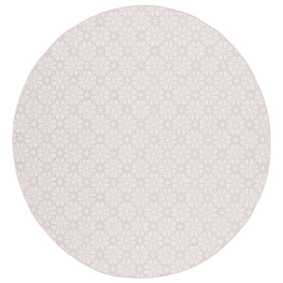 SAFAVIEH Martha Stewart Hampton Diamond Indoor/Outdoor Area Rug, Pink/Ivory, 6'5" x 6'5" Round