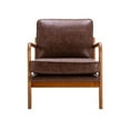 thumbnail image 6 of GZXS Mid Century Chair, Retro Upholstered Accent Armchair, with Wood Frame and Removable Cushions, Large Leisure Slipper Chair for Living Room/Bedroom (Brown PU), 6 of 10