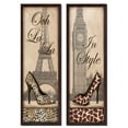 thumbnail image 1 of 2 Travel in Style Animal Print Fashion High Heel Pumps Paris London, Two 6x18 Brown Framed Prints. Beige, 1 of 1