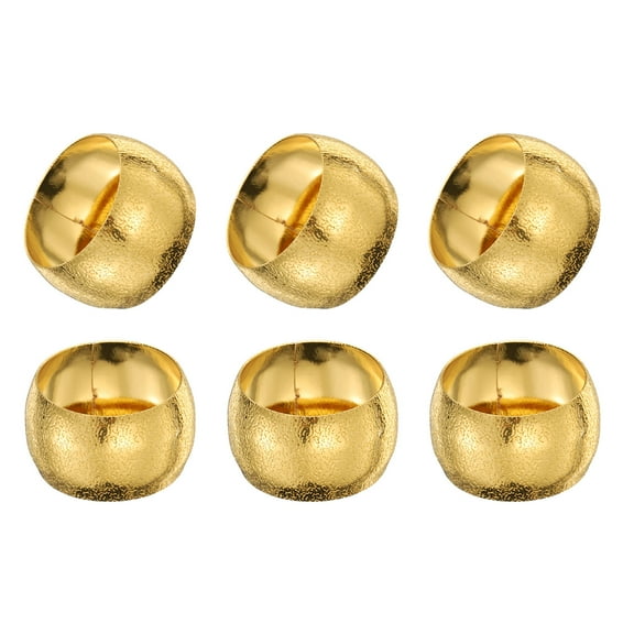 6pcs Gold Napkin Rings Metal Drum-Shaped Frosted Napkin Holders for Dinner