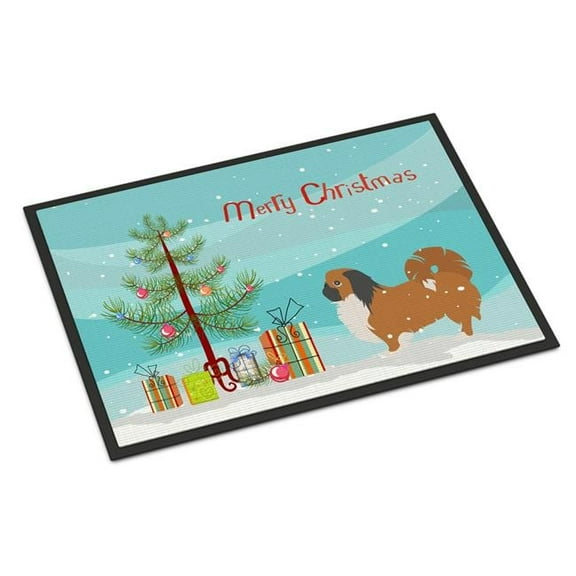 Pekingese Merry Christmas Tree Indoor or Outdoor Mat 18x27