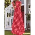 thumbnail image 4 of Womens Red Polka Dot V-Neck High-Low Maxi Dress, 4 of 5