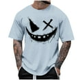 thumbnail image 2 of T-shirts for Men Printed Short Sleeve Casual Round Neck T-shirt Top Light Blue XXXL Mens Tops, 2 of 4