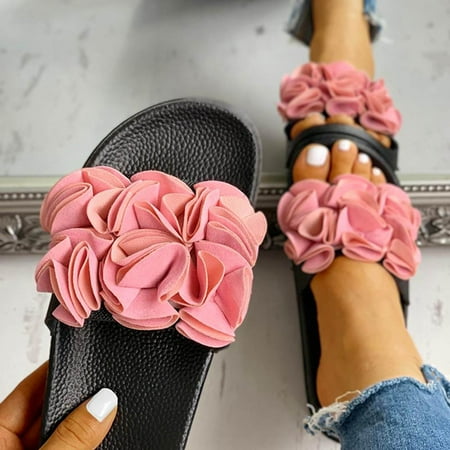 

PhoneSoap Summer New Sandals Craft Big Flower Craft Sandals Casual Women s Beach Shoes Pink