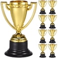 thumbnail image 1 of 24 mini trofeos dorados de plástico para premios y decoración de juegos infantiles en preescolar. Incluyen base negra., 1 of 7