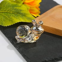 Hand Crystal Snail Figurine Ornament,Birthday Gift,Glass Office Paperweight for Desk，Champagne Color