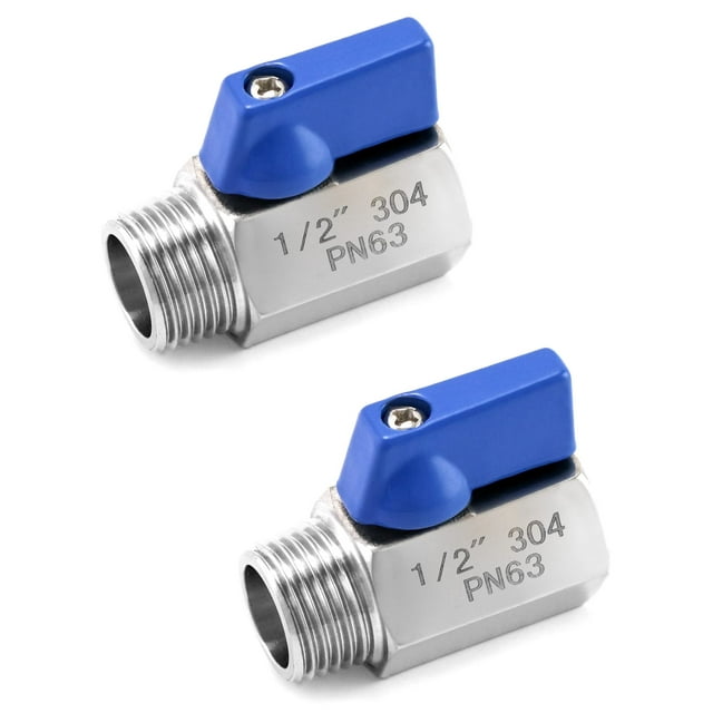 Válvula esférica QWORK Mini 1/2 NPT con rosca hembra y macho x2