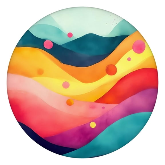 Colorful Tie Dye Mountain Pattern Round Fitted Tablecloth with Elastic Edge,Dining Table Cover Waterproof,Outdoor Round Tablecloth for Camping,Dining,Indoor and Outdoor