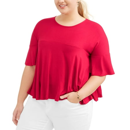 Poof Junior Plus Drop Sleeve Ruffle Blouse