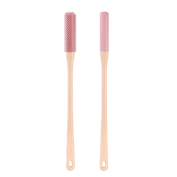 LYCAQL 2PCS Toe Gap Cleaning Brush, Silicone Foot Scrubber for Shower with Long Handle, Foot Scrubber Dead Skin Remover for Exfoliation, Foot Brush for Elderly (Pink)
