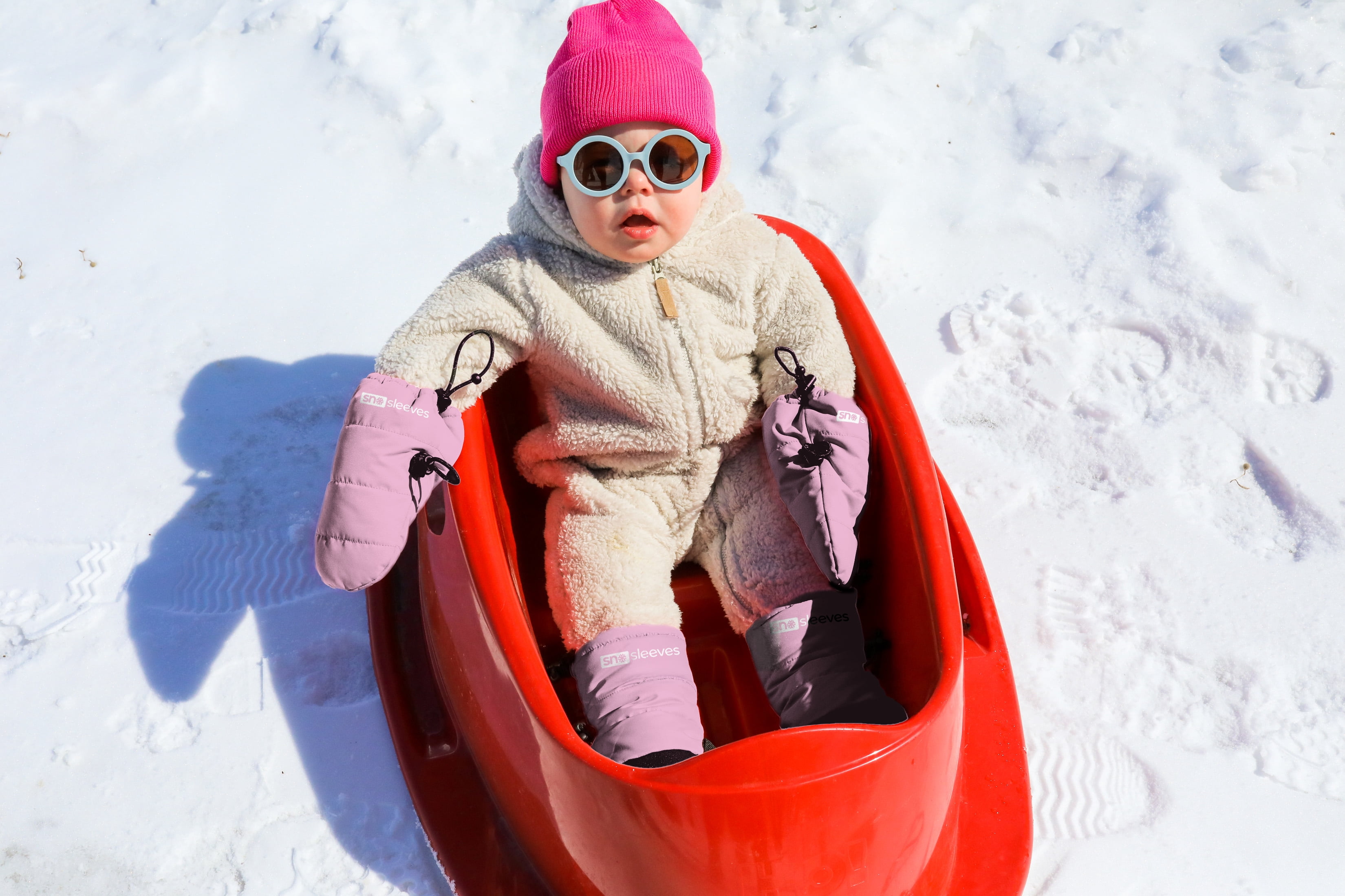 Sno-Sleeves Infant Mitten, 0-12, Pink