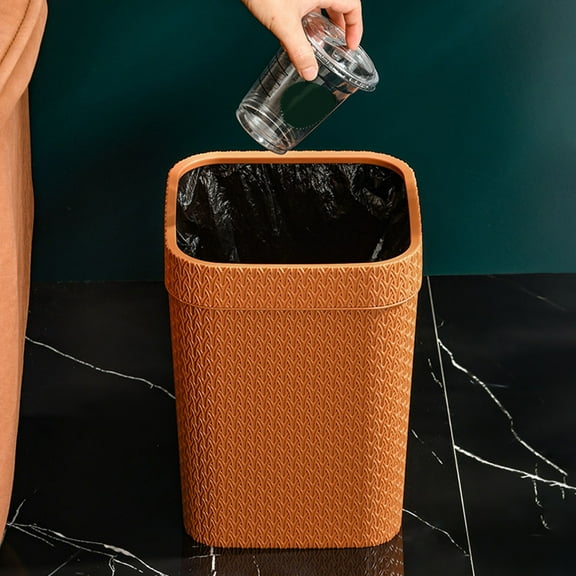 MLINS Plastic Orange Trash Can for Home Use Waste Container with Fine Craftsmanship 12.5 inches