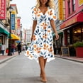 thumbnail image 2 of Noric Women's V-Neck Floral Print Midi Dresses Casual Flowy Short Sleeve Wrap Smocked Waist Outings A-Line Spring Summer Dresses with Pockets, 2 of 7