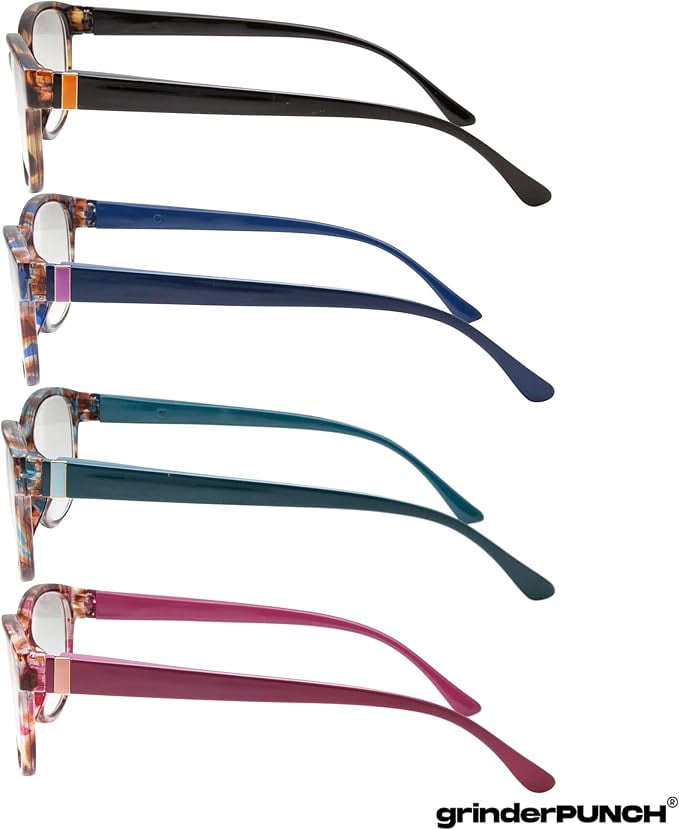 GRINDERPUNCH Lightweight Reading Glasses for Women Stylish Readers with Adjustable Hinge Cateye Reading glasses for Women - 4.50