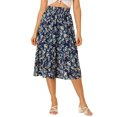 thumbnail image 1 of Allegra K Falda Midi Para Mujer Faldas Con Gradas Casuales Con Cintura Elástica Y Una Línea Azul oscuro S, 1 of 6
