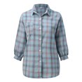 thumbnail image 3 of Eashery Women Blouses Casual Plaid Shacket Button Down Long Sleeve Shirt Solid Color Casual Loose Long Sleeve Linen Shirt Pink Tops for Women (Blue,Medium), 3 of 4